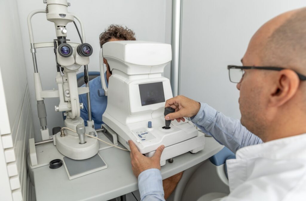 A busy professional makes the time to get a comprehensive eye examination.